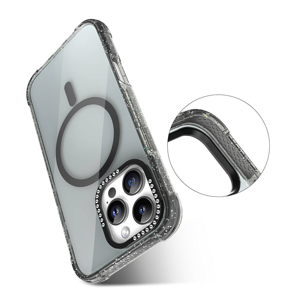 Mutural Blink iPhone 16 Pro M-safe Şarj Özellikli Taşlı ve Simli Tasarım Kılıf Mutural Blink iPhone 16 Pro M-safe Şarj Özellikli Taşlı ve Simli Tasarım Kılıf